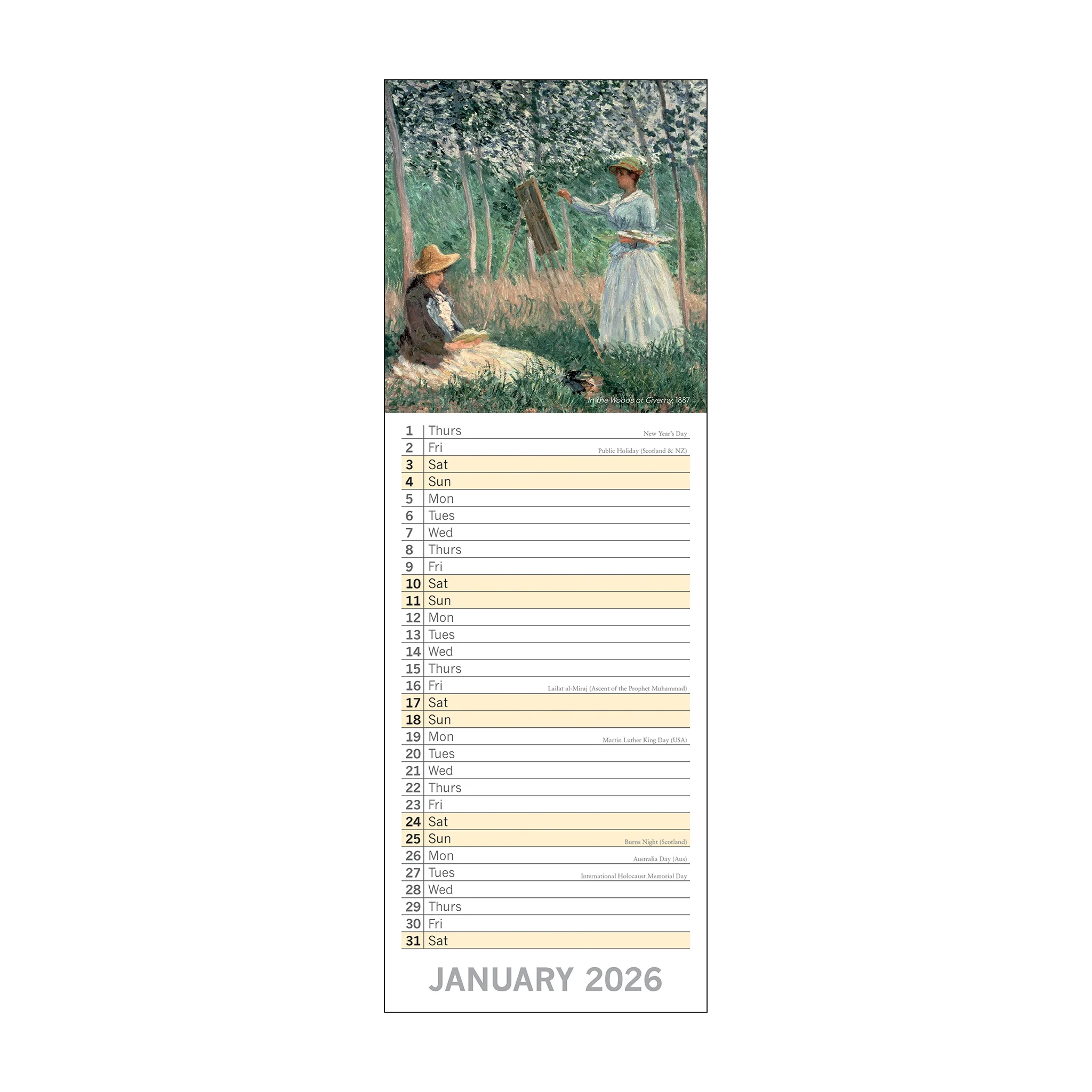2026 Slimline Calendar Monet - Image 3