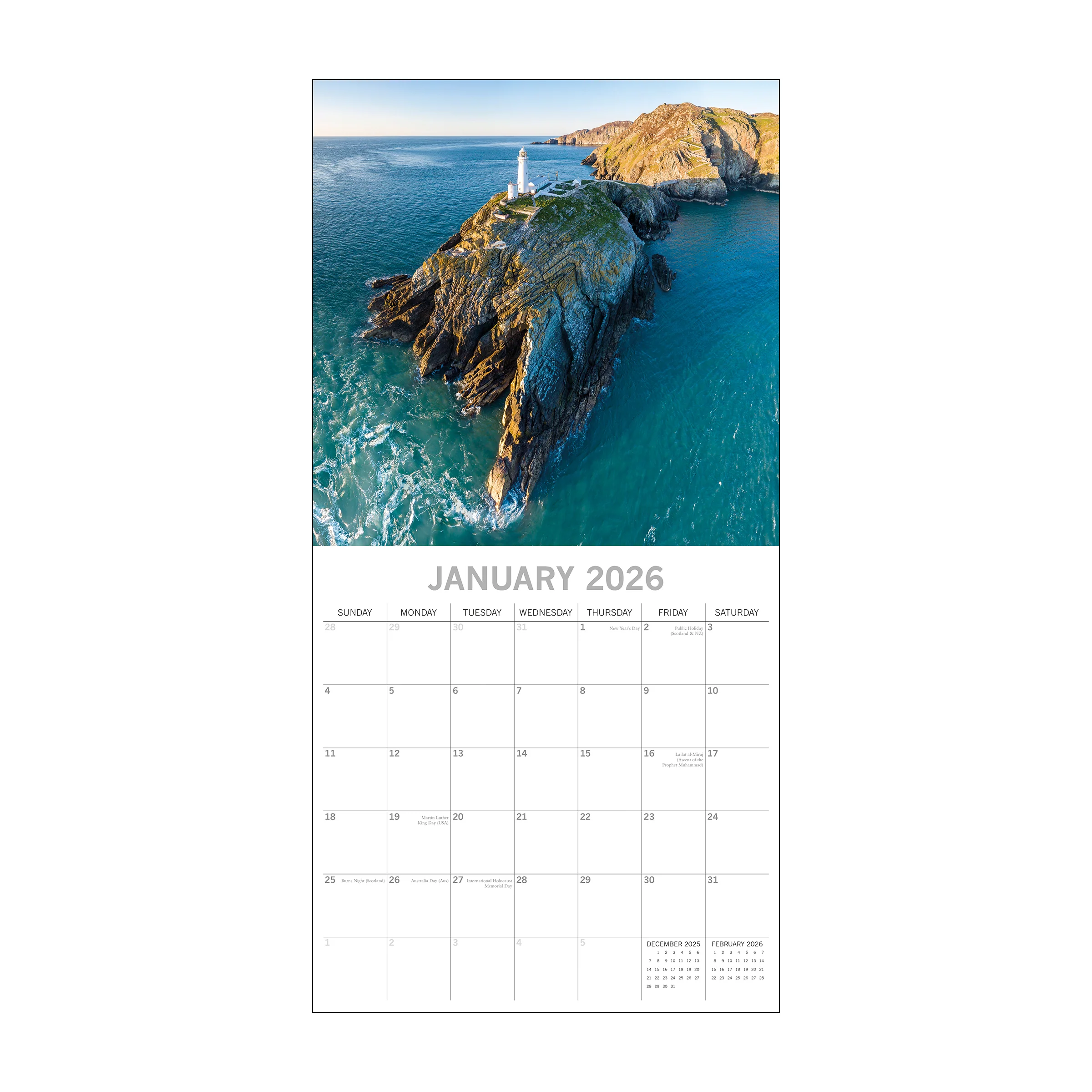 2027 Square Wall Calendar Coastlines of Britain - Image 3