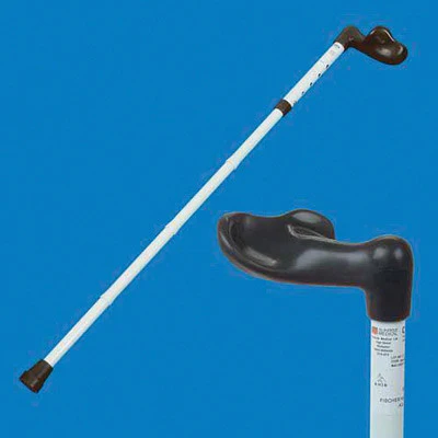 Adjustable folding right handed fischer handle walking stick