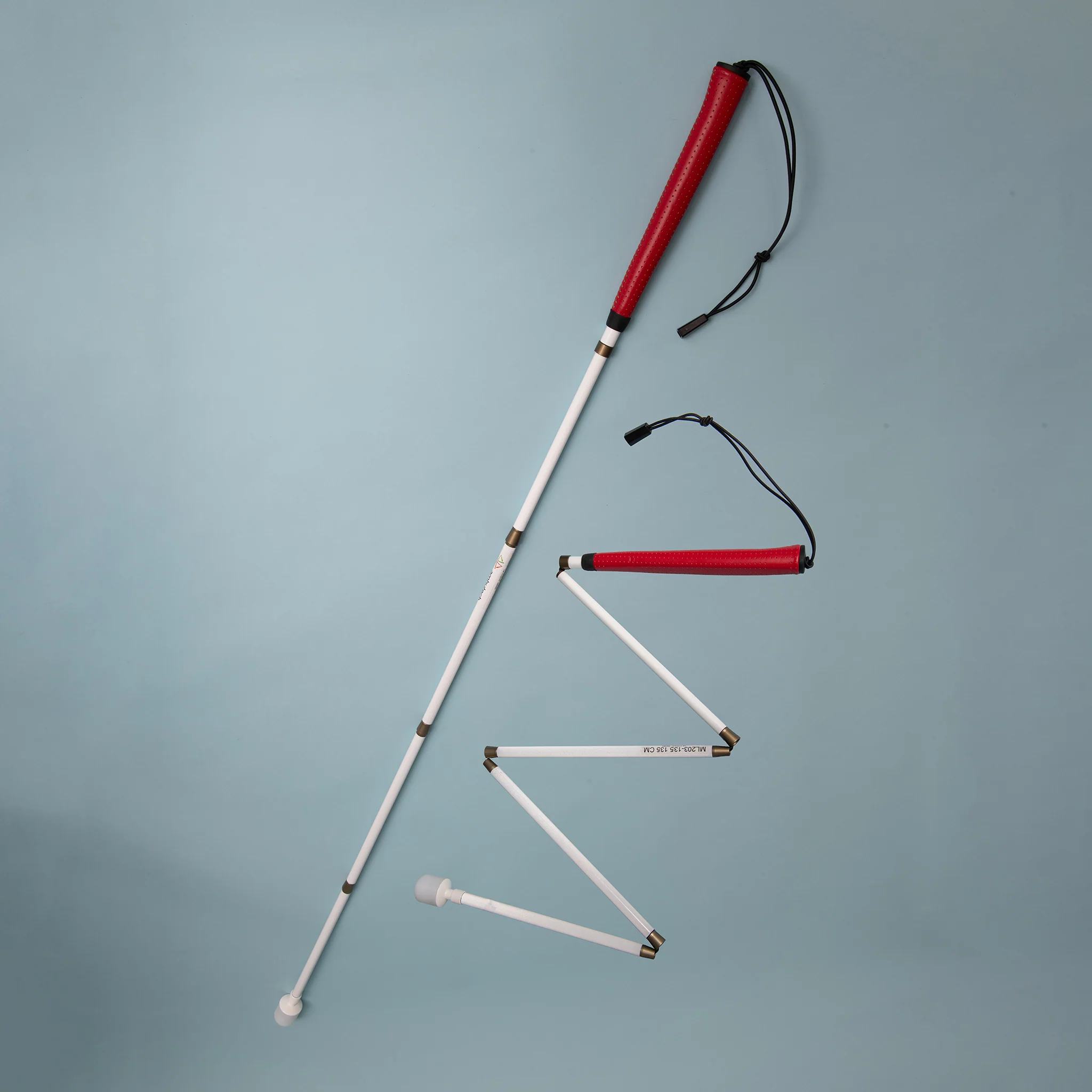 Ambutech No Jab graphite folding cane - 5 section - red leather grip