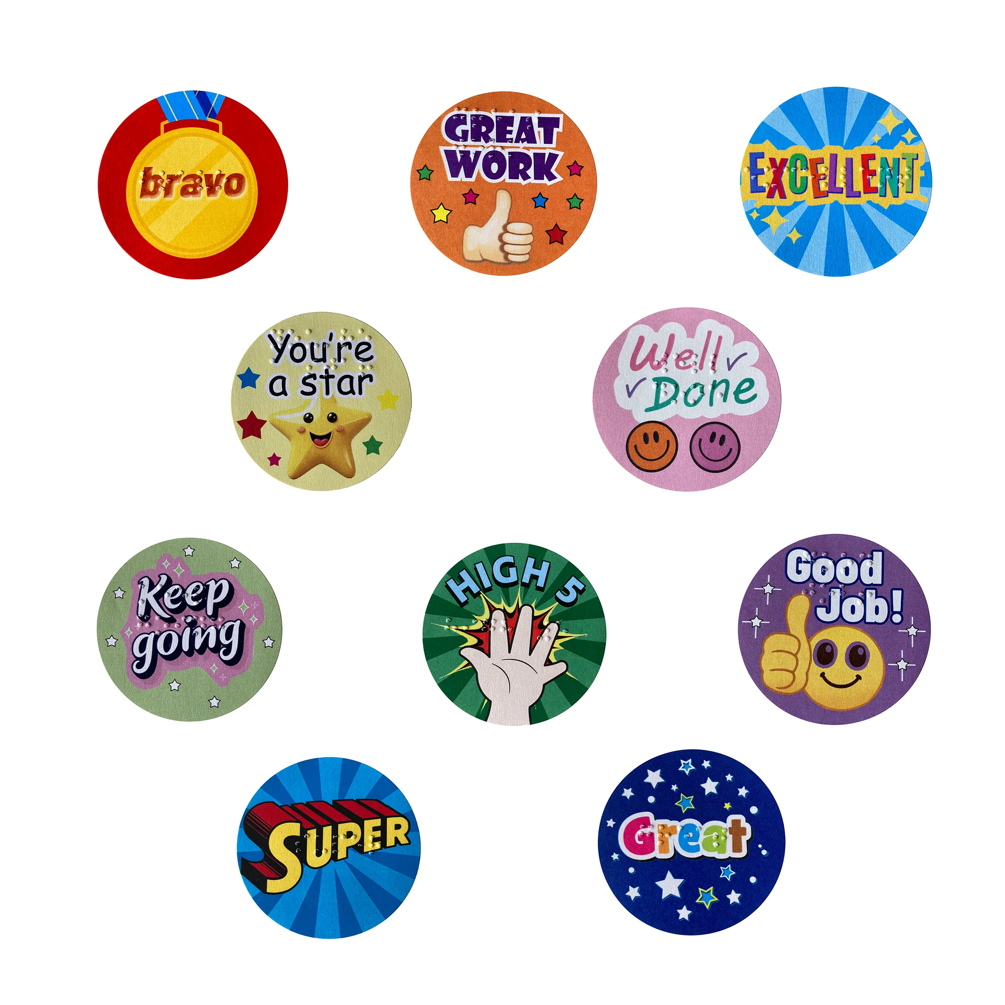 Braille reward stickers