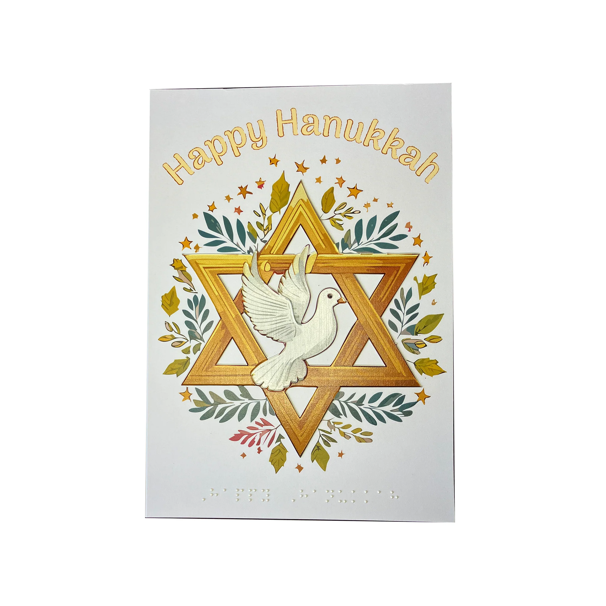 Inclusive Happy Hanukkah with star charity card