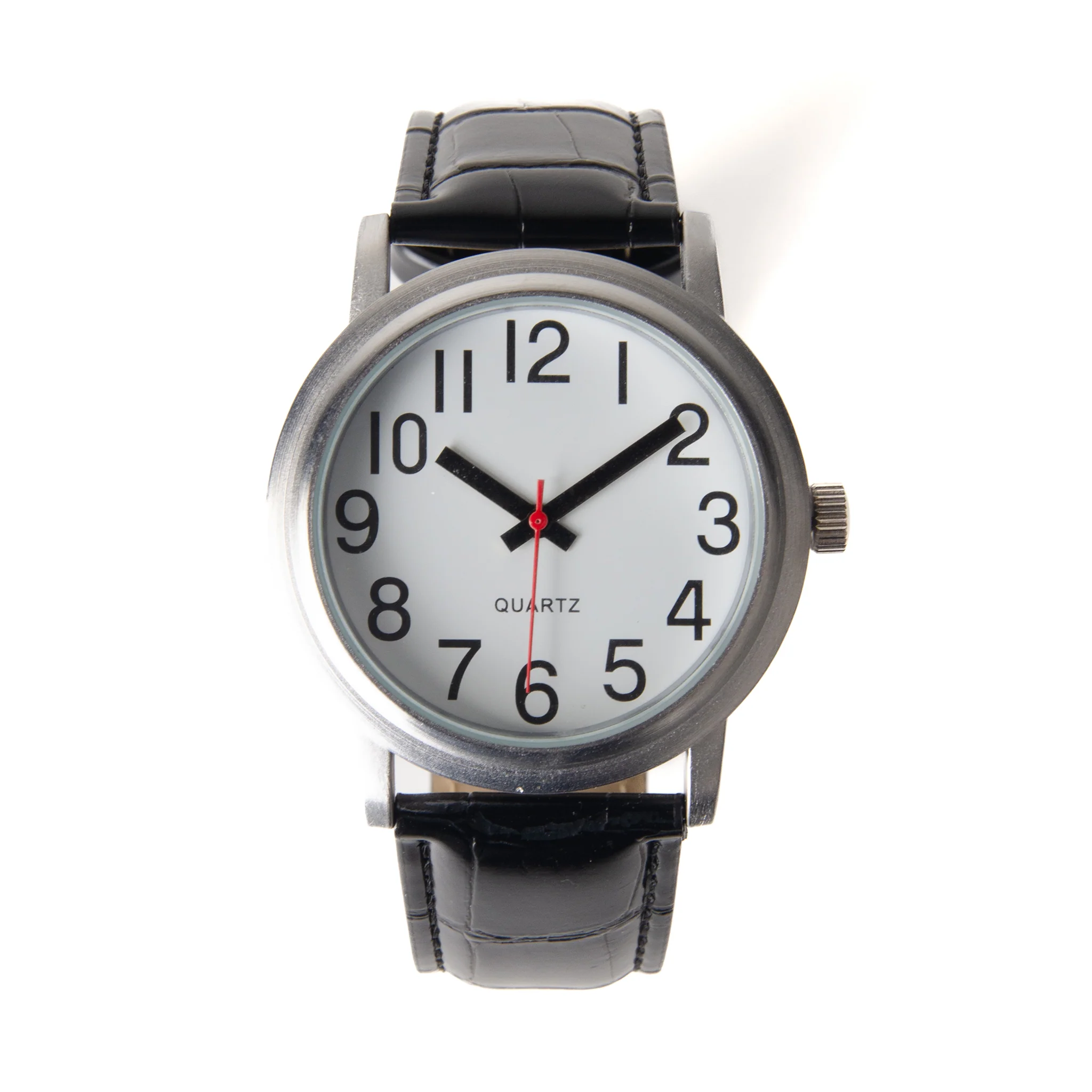 Large easy-to-see watch, brown crocodile strap
