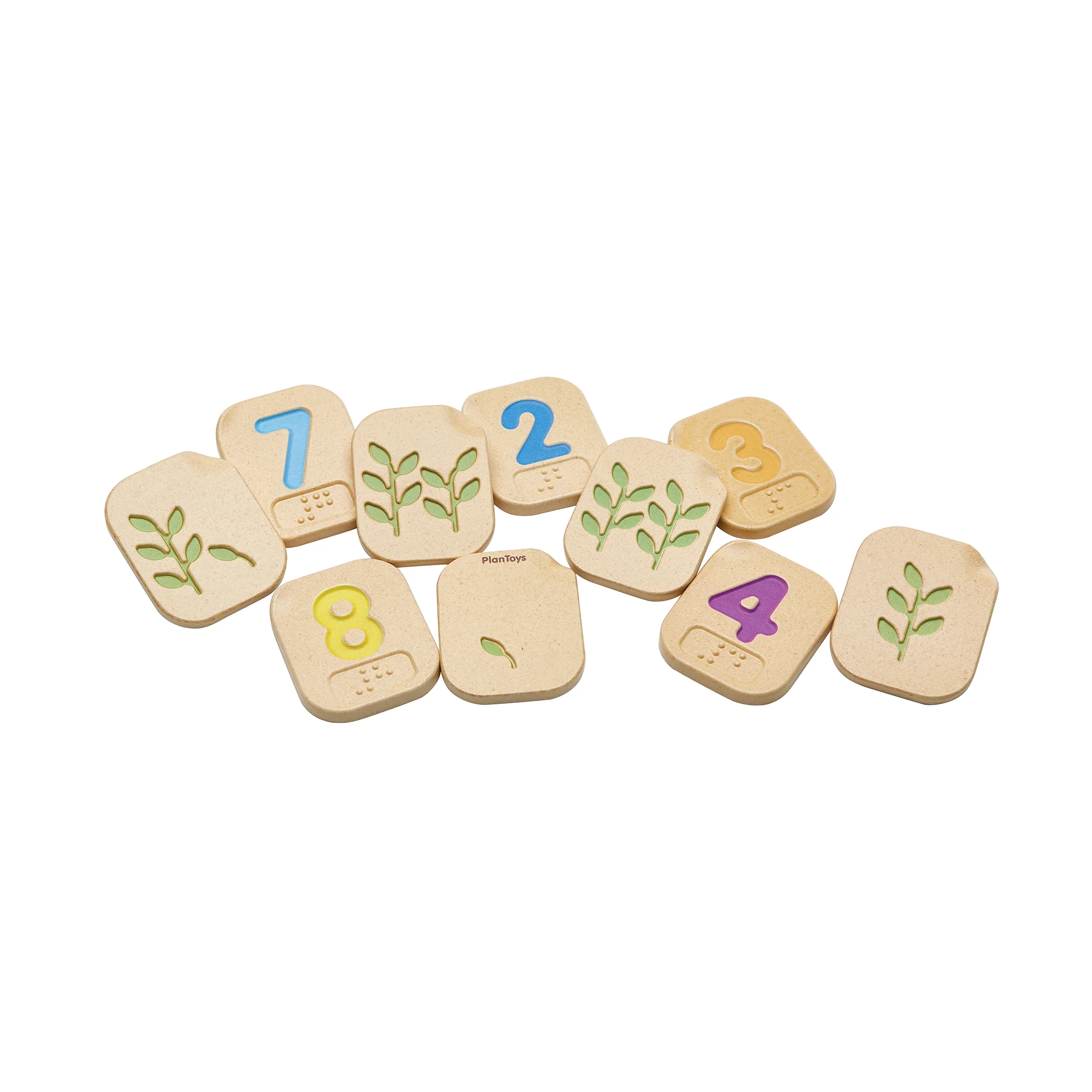 Plan Toys braille wooden number blocks 1-10