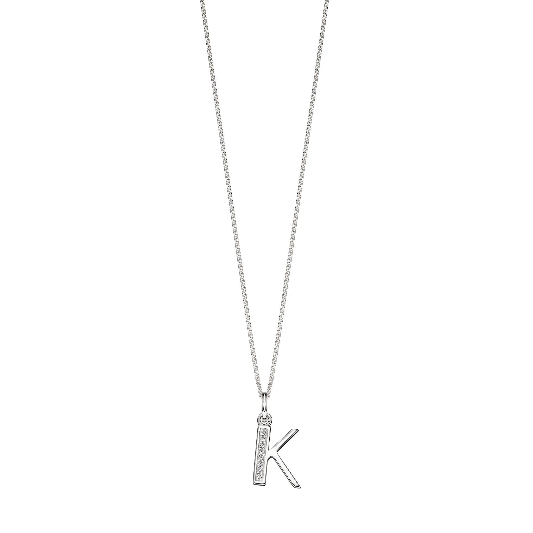 Silver Cubic zirconia initial Pendant and chain with gift box - Image 11