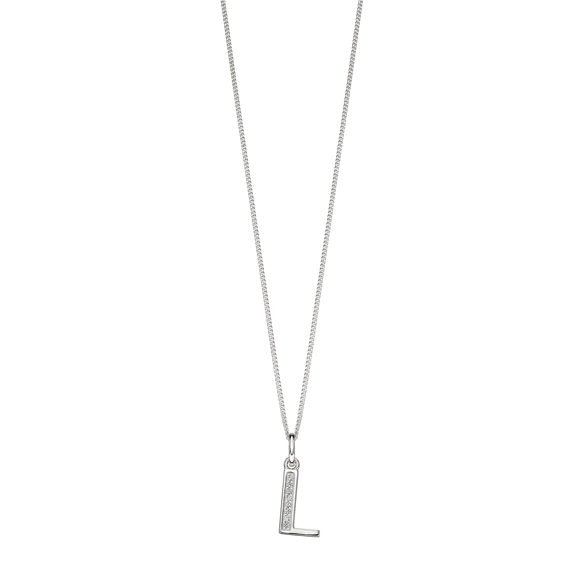 Silver Cubic zirconia initial Pendant and chain with gift box - Image 12