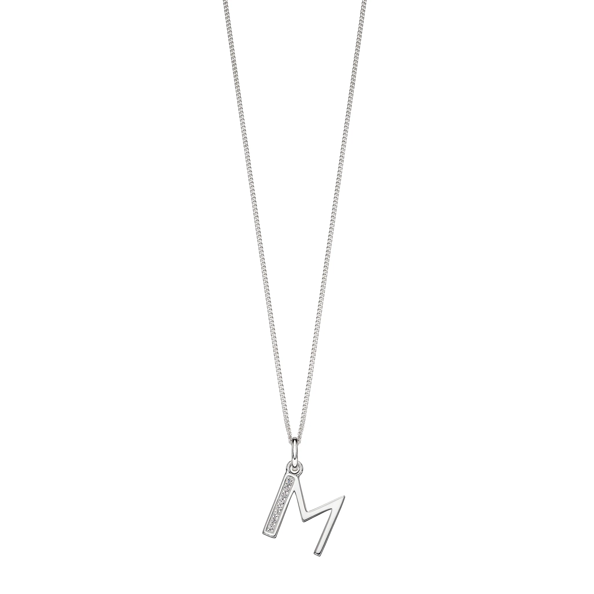 Silver Cubic zirconia initial Pendant and chain with gift box - Image 13
