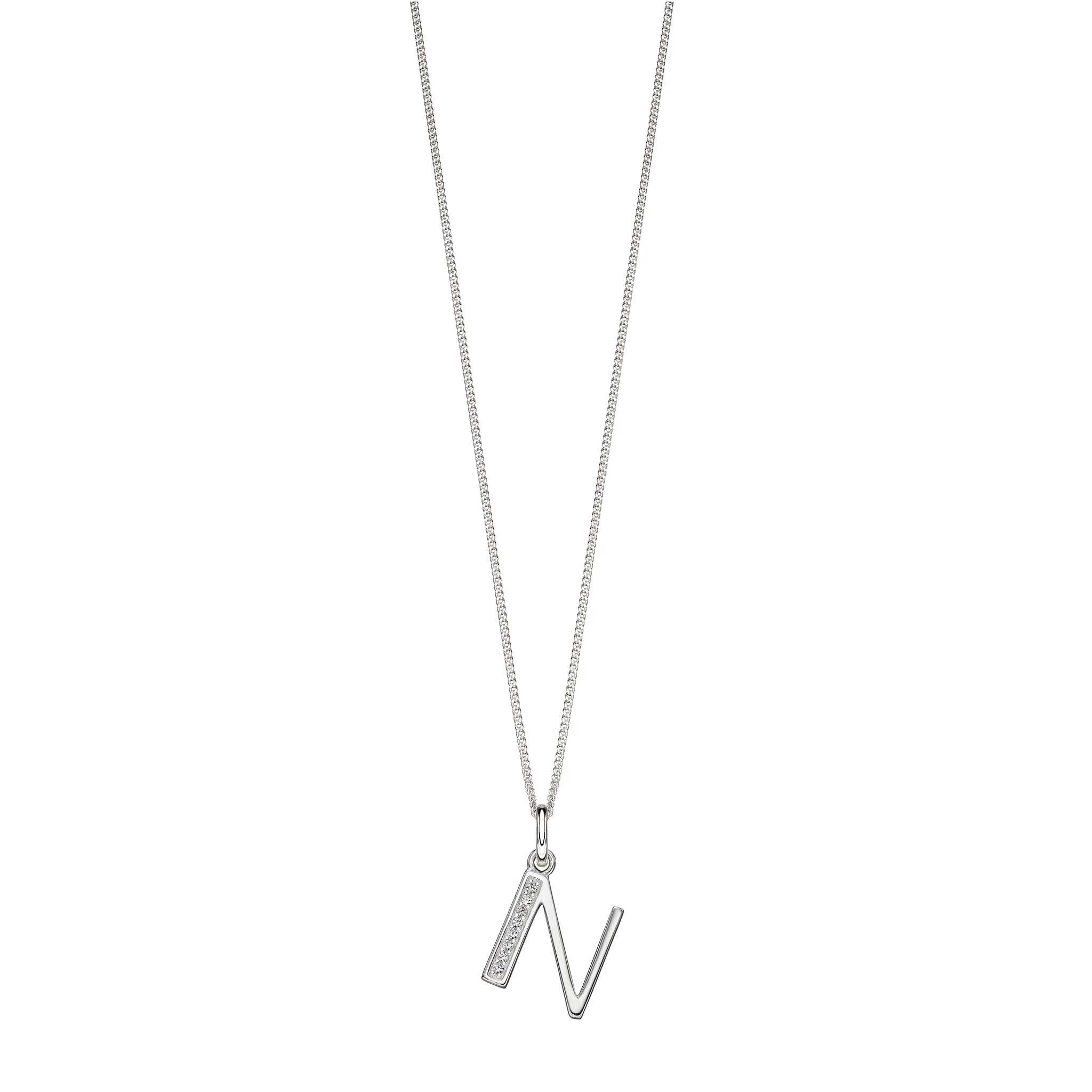 Silver Cubic zirconia initial Pendant and chain with gift box - Image 14