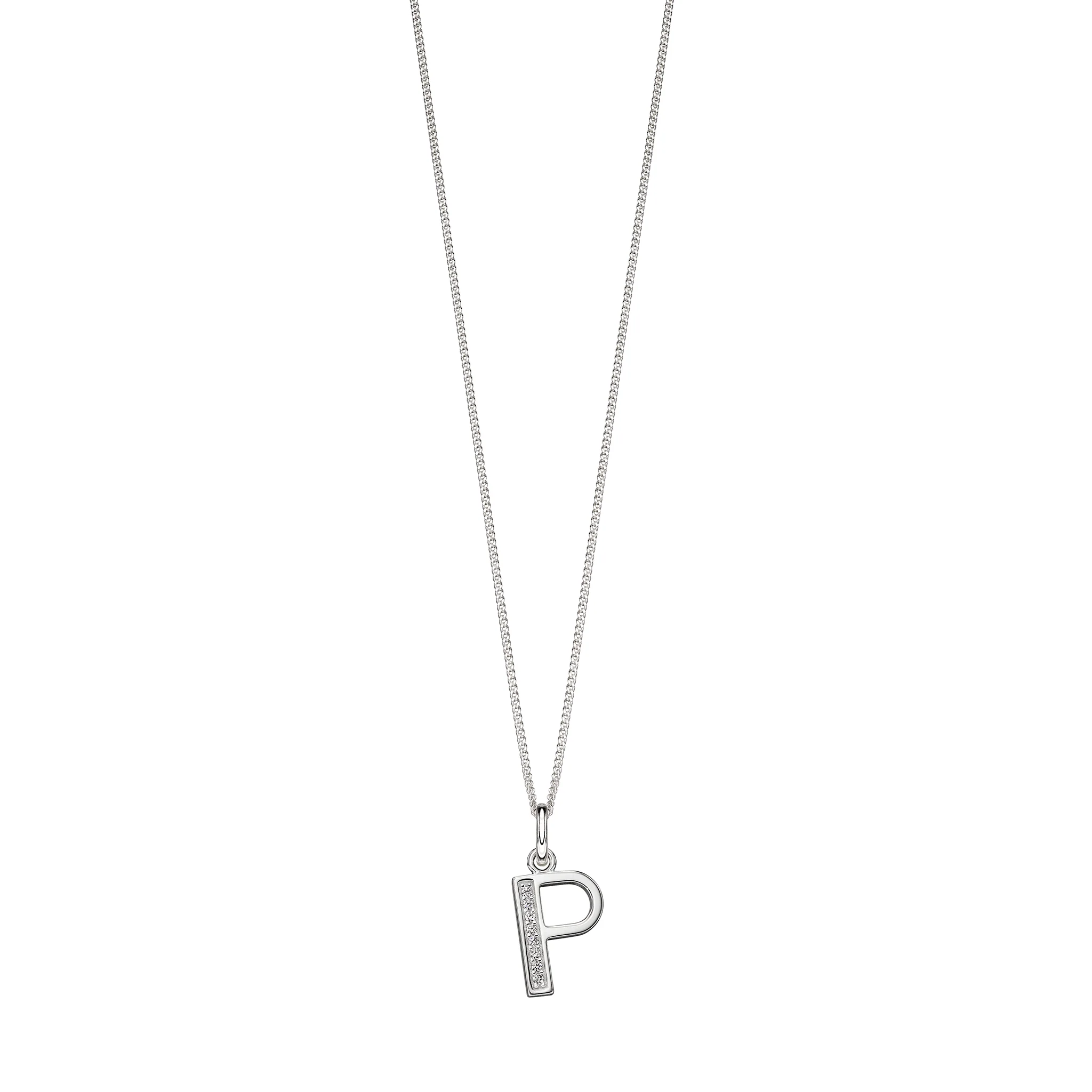 Silver Cubic zirconia initial Pendant and chain with gift box - Image 16