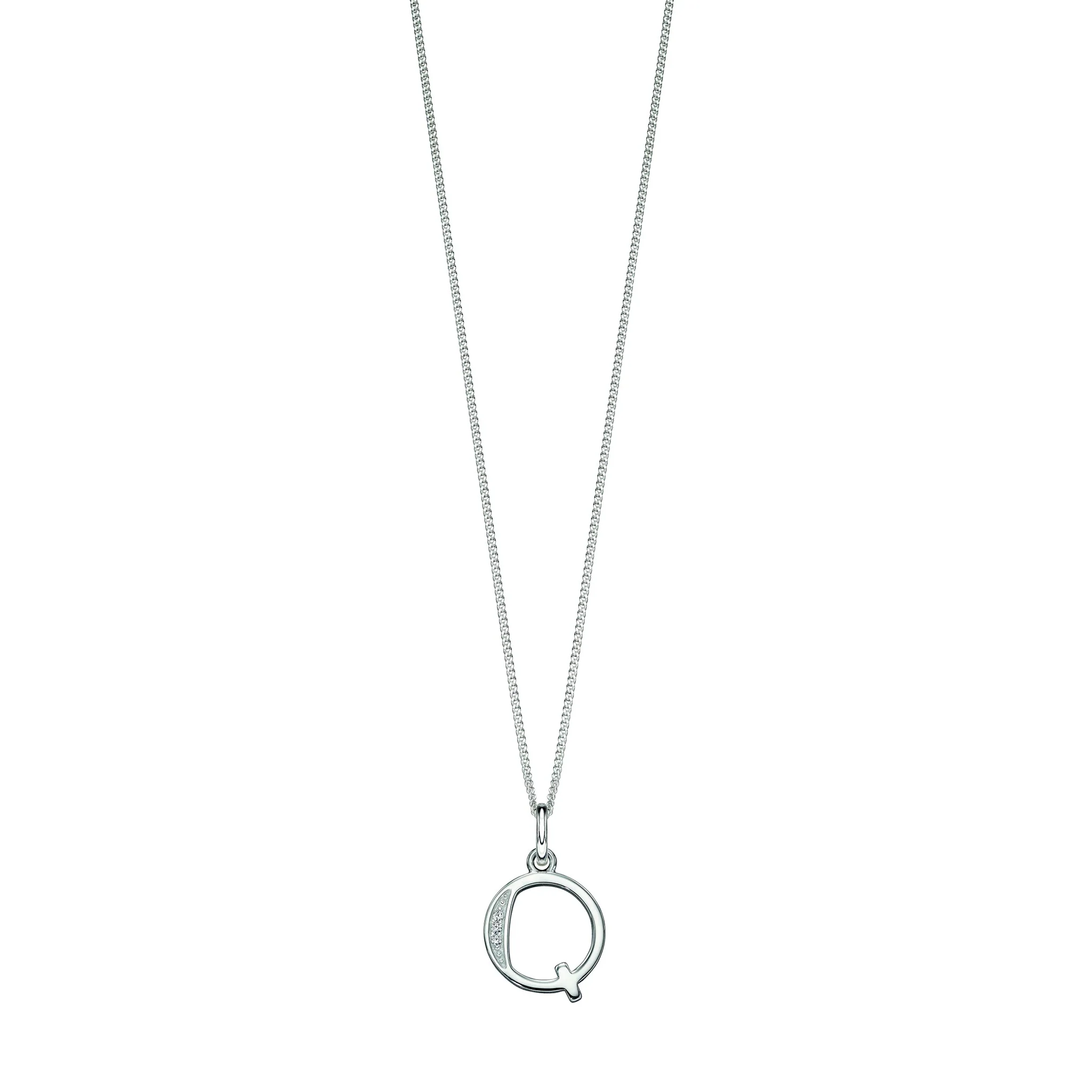 Silver Cubic zirconia initial Pendant and chain with gift box - Image 17