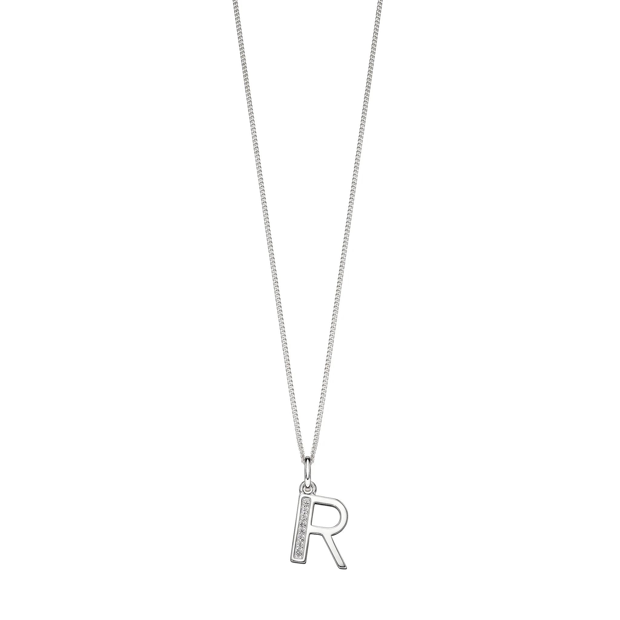 Silver Cubic zirconia initial Pendant and chain with gift box - Image 18