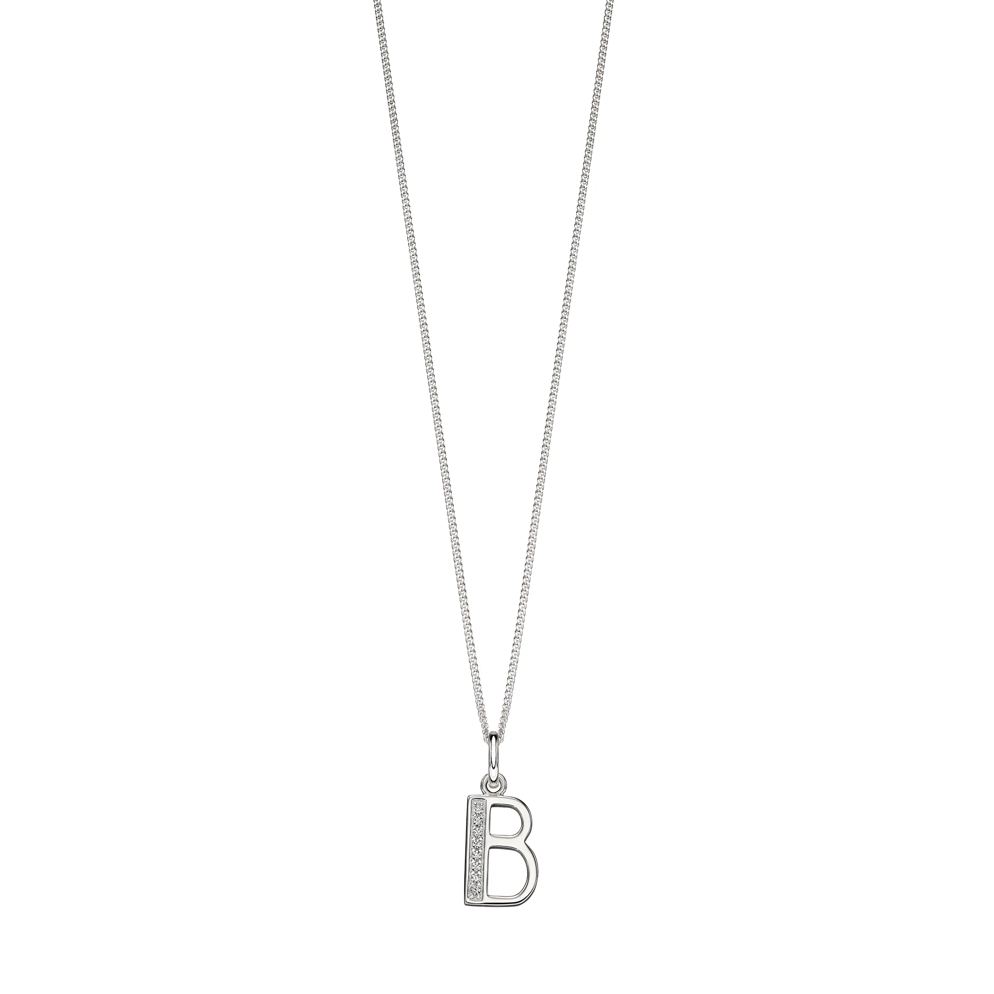 Silver Cubic zirconia initial Pendant and chain with gift box - Image 2