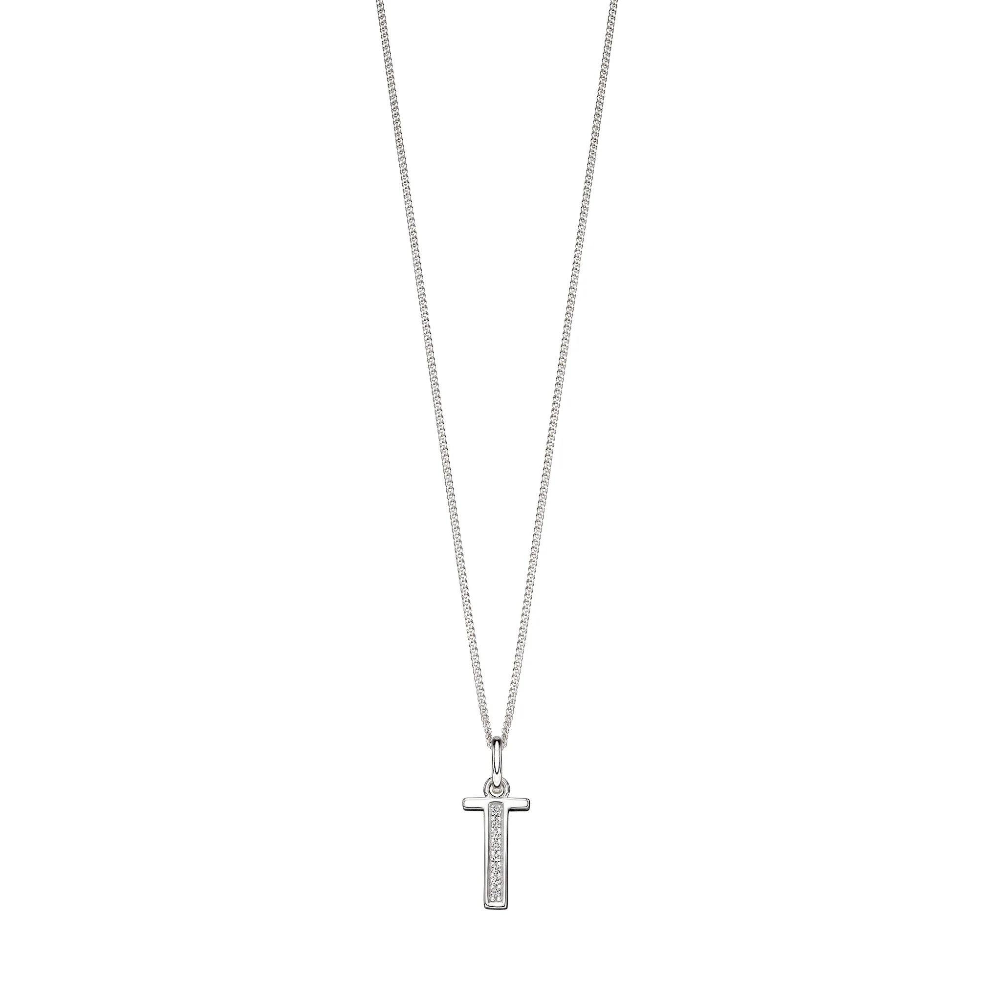 Silver Cubic zirconia initial Pendant and chain with gift box - Image 20