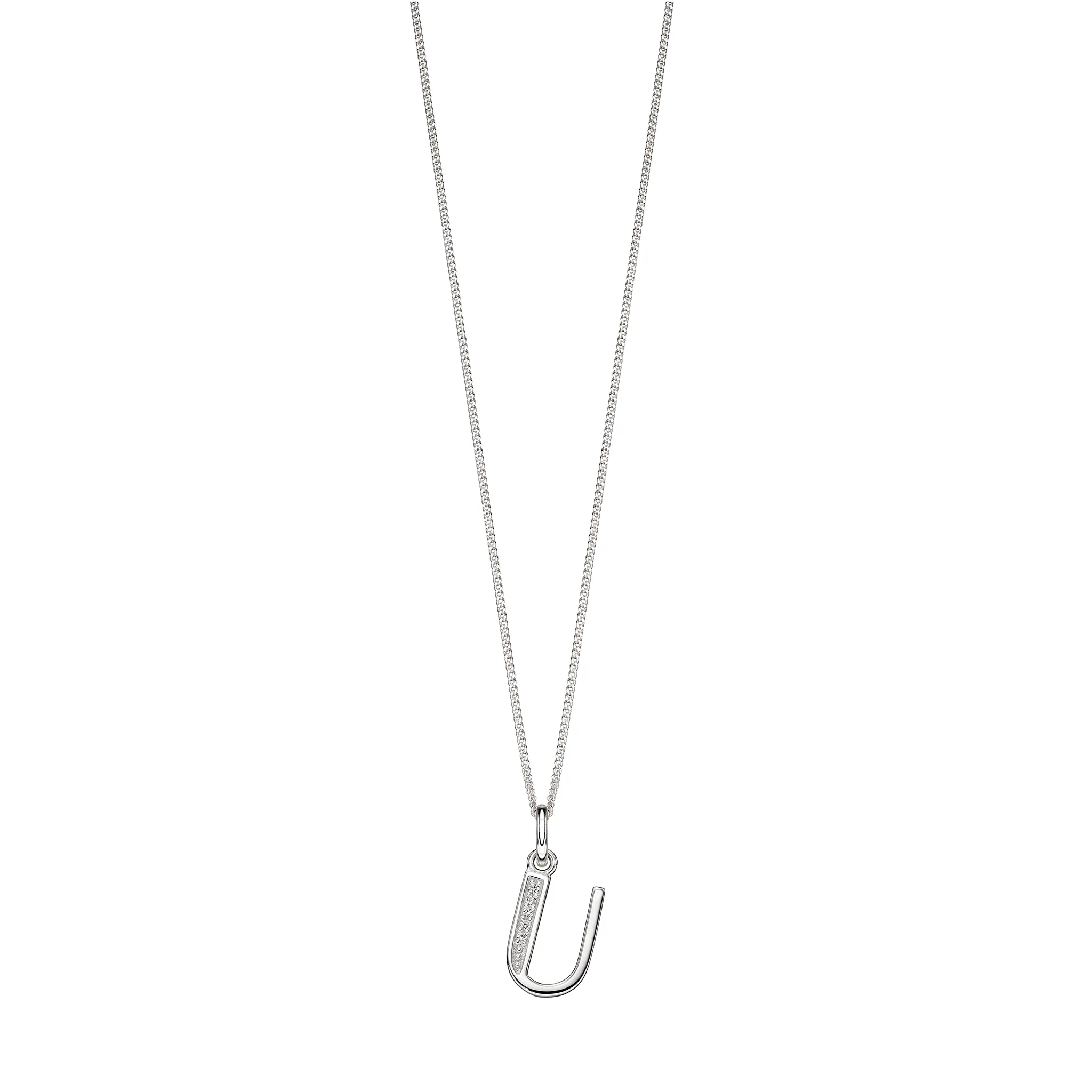 Silver Cubic zirconia initial Pendant and chain with gift box - Image 21
