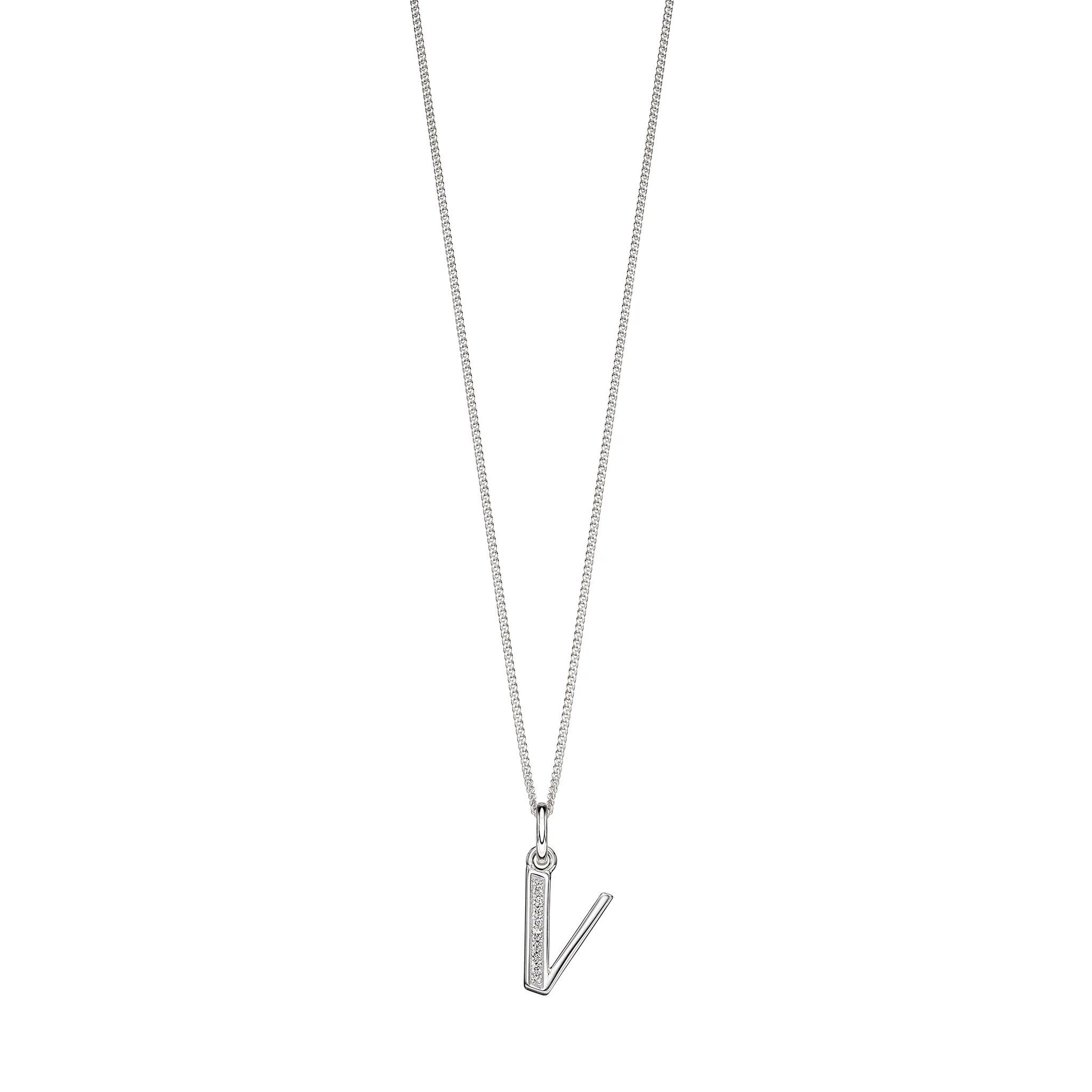 Silver Cubic zirconia initial Pendant and chain with gift box - Image 22