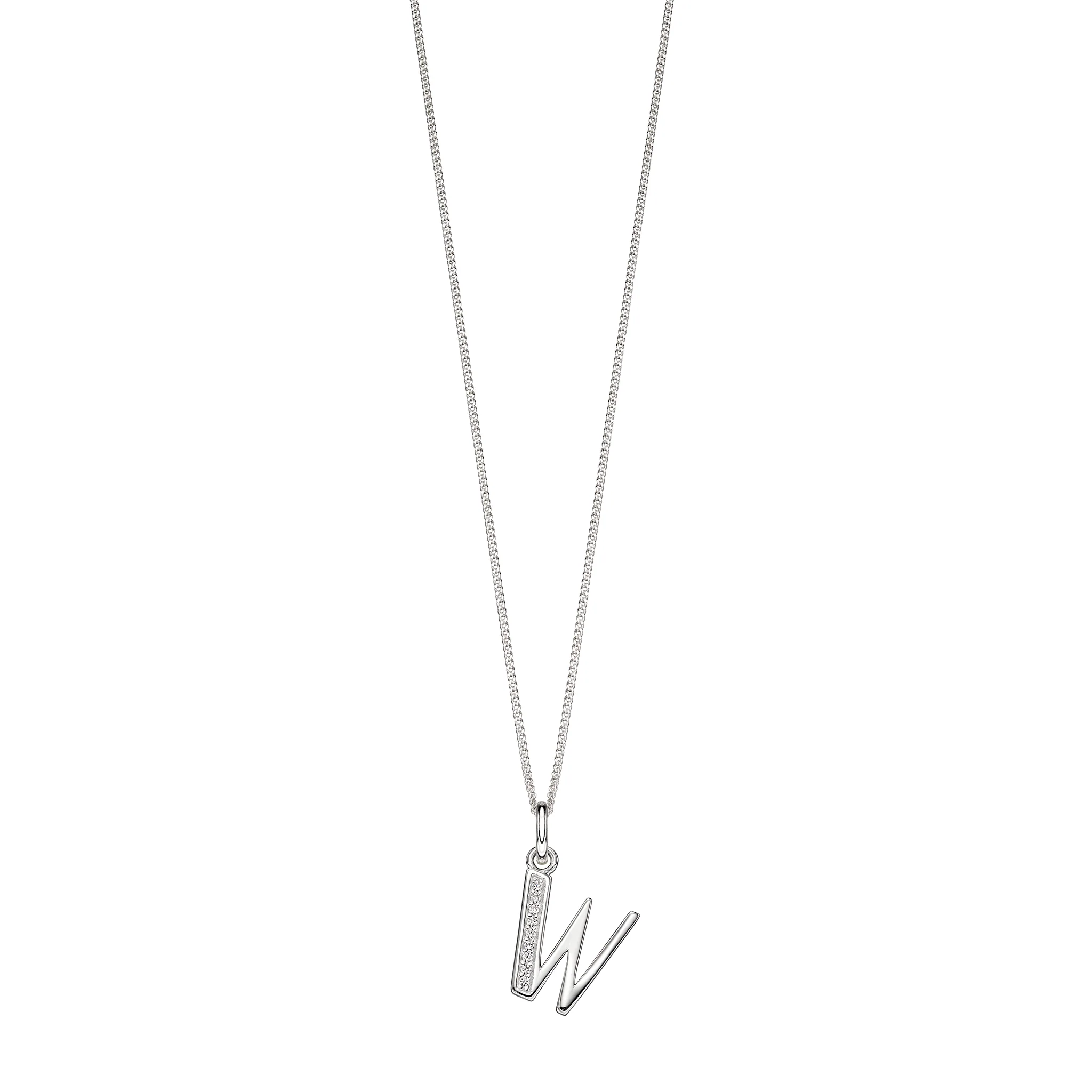 Silver Cubic zirconia initial Pendant and chain with gift box - Image 23