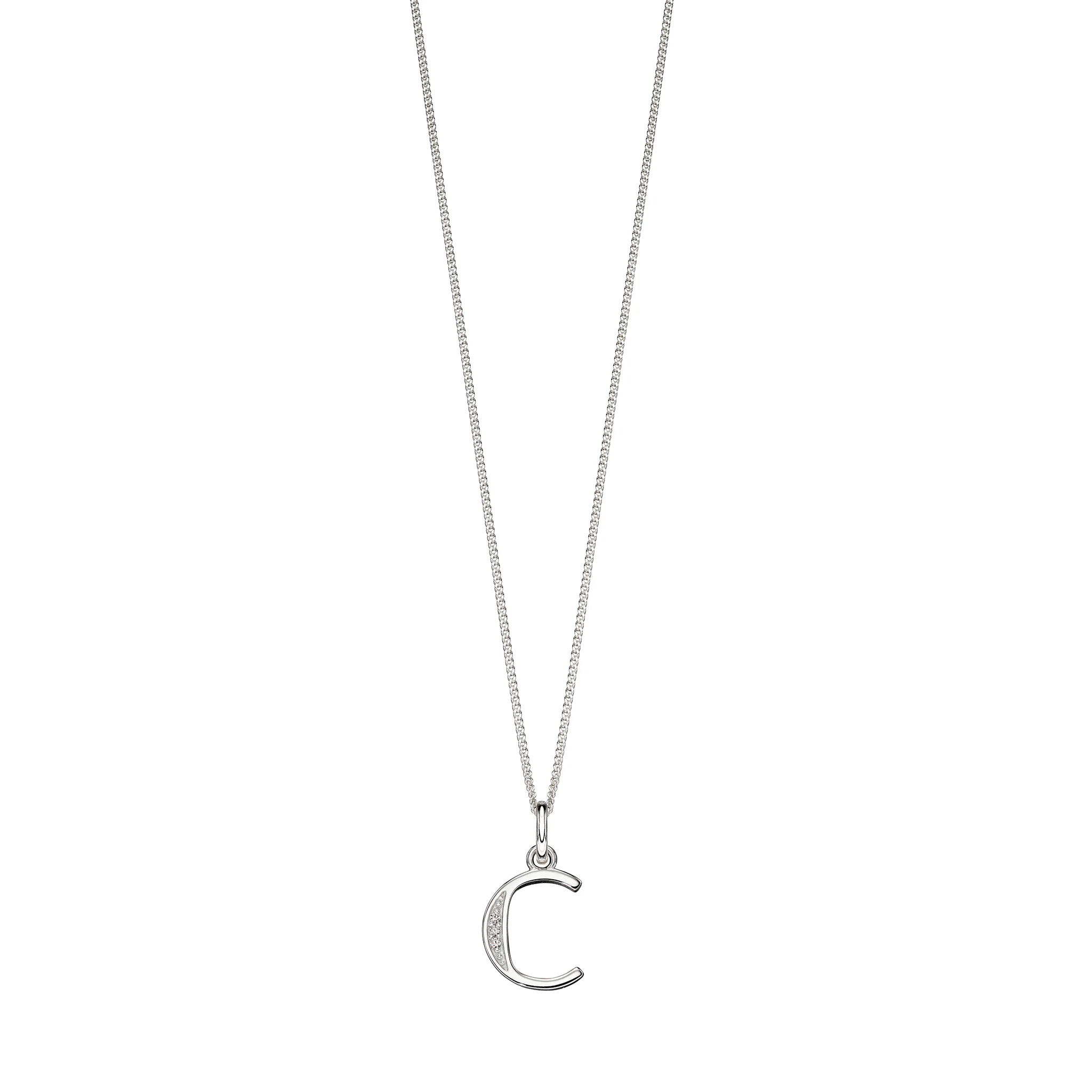 Silver Cubic zirconia initial Pendant and chain with gift box - Image 3