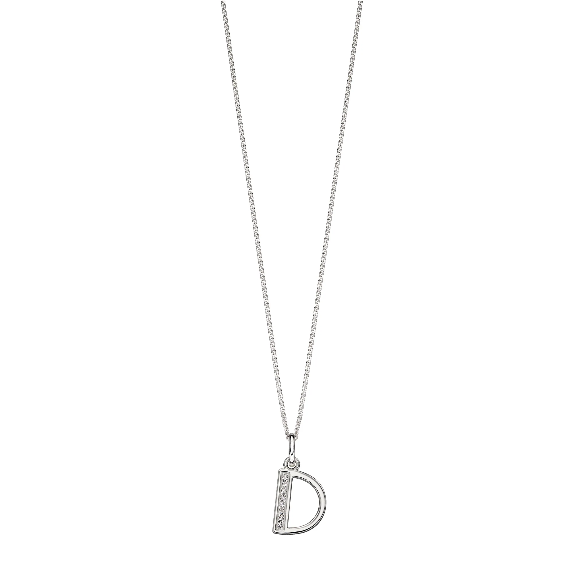 Silver Cubic zirconia initial Pendant and chain with gift box - Image 4