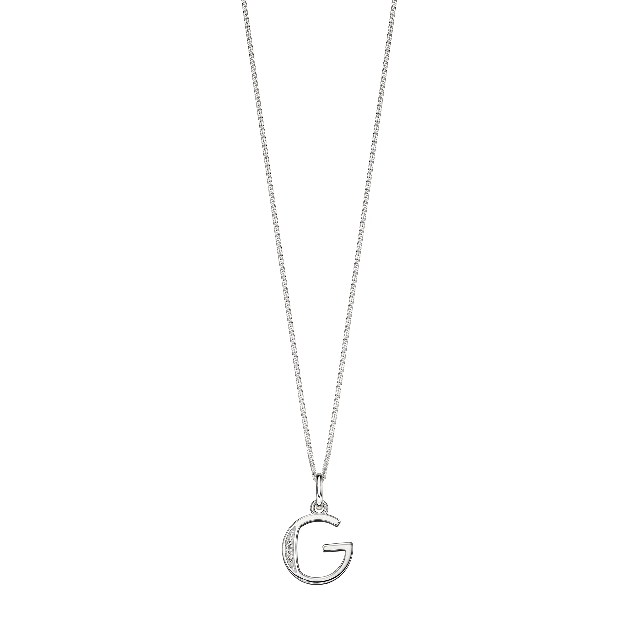 Silver Cubic zirconia initial Pendant and chain with gift box - Image 7