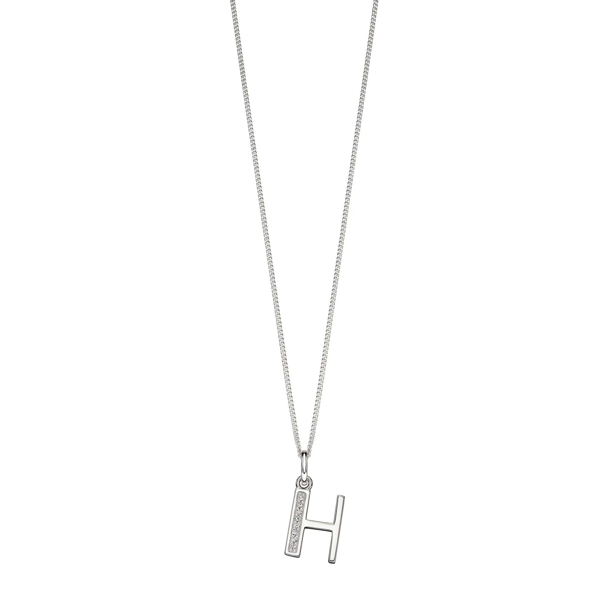 Silver Cubic zirconia initial Pendant and chain with gift box - Image 8