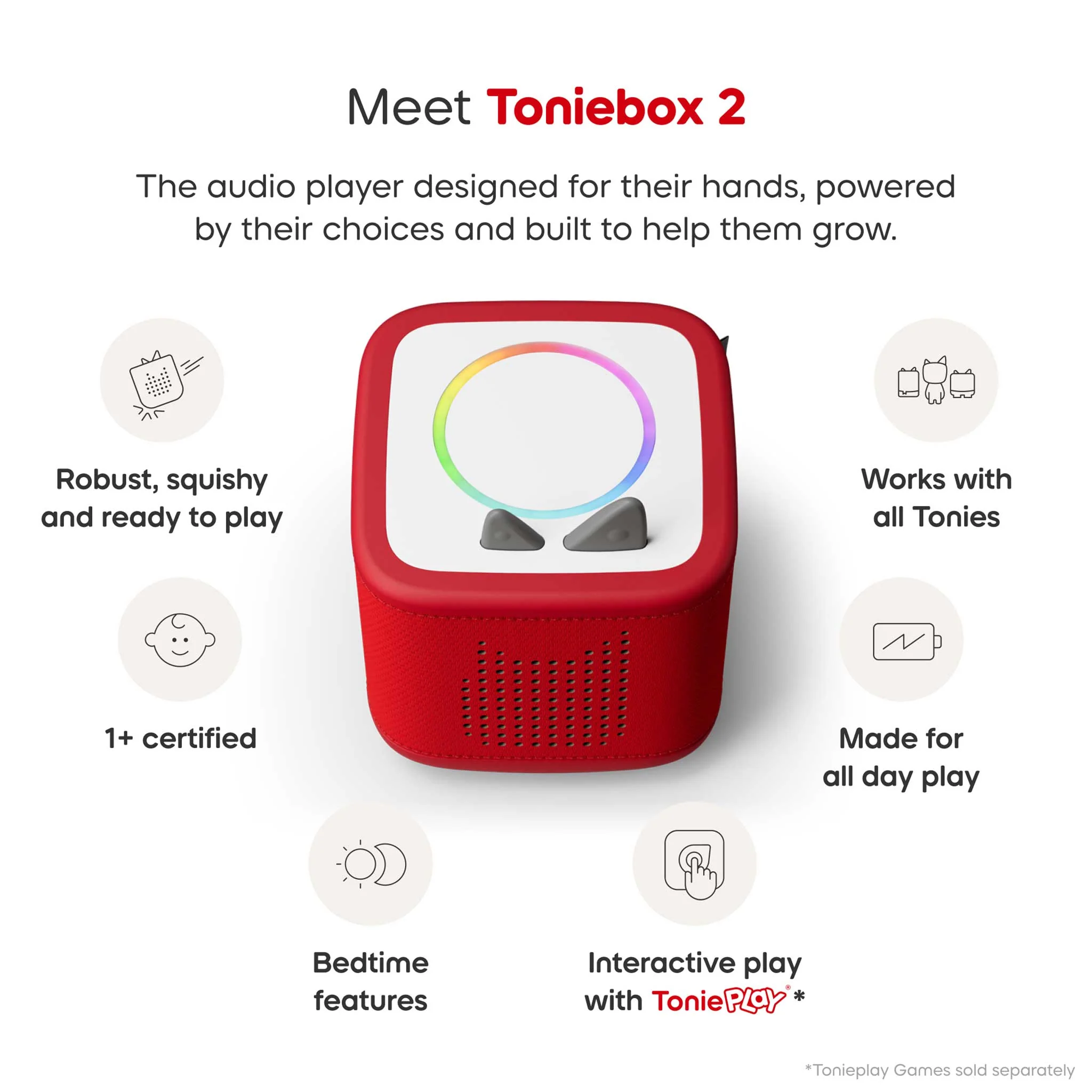 Toniebox 2 Sunset Red Starter Set With Creative Tonie Rubie - Image 4