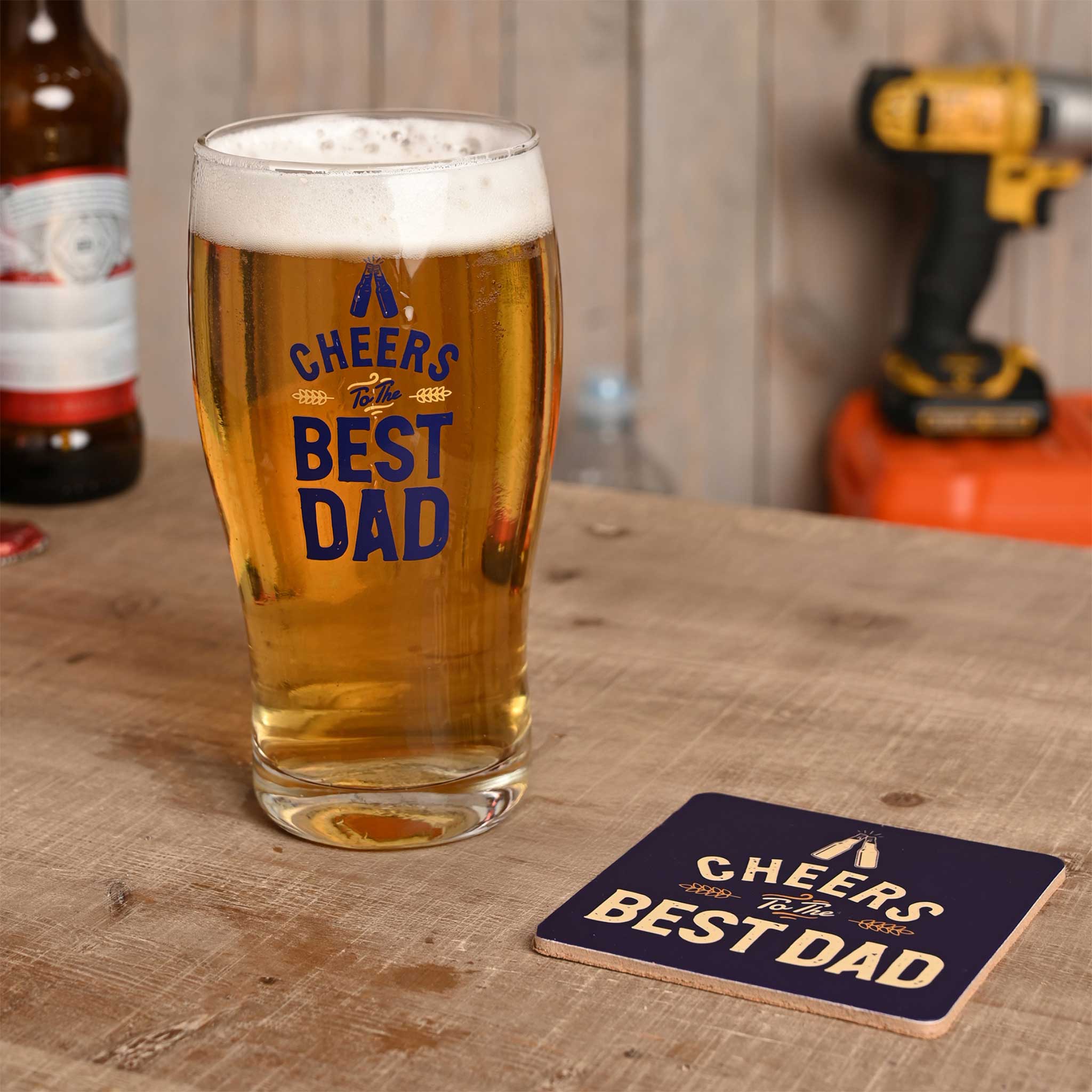 Well Crafted Pint Glass and Coaster Set – Dad - Image 2