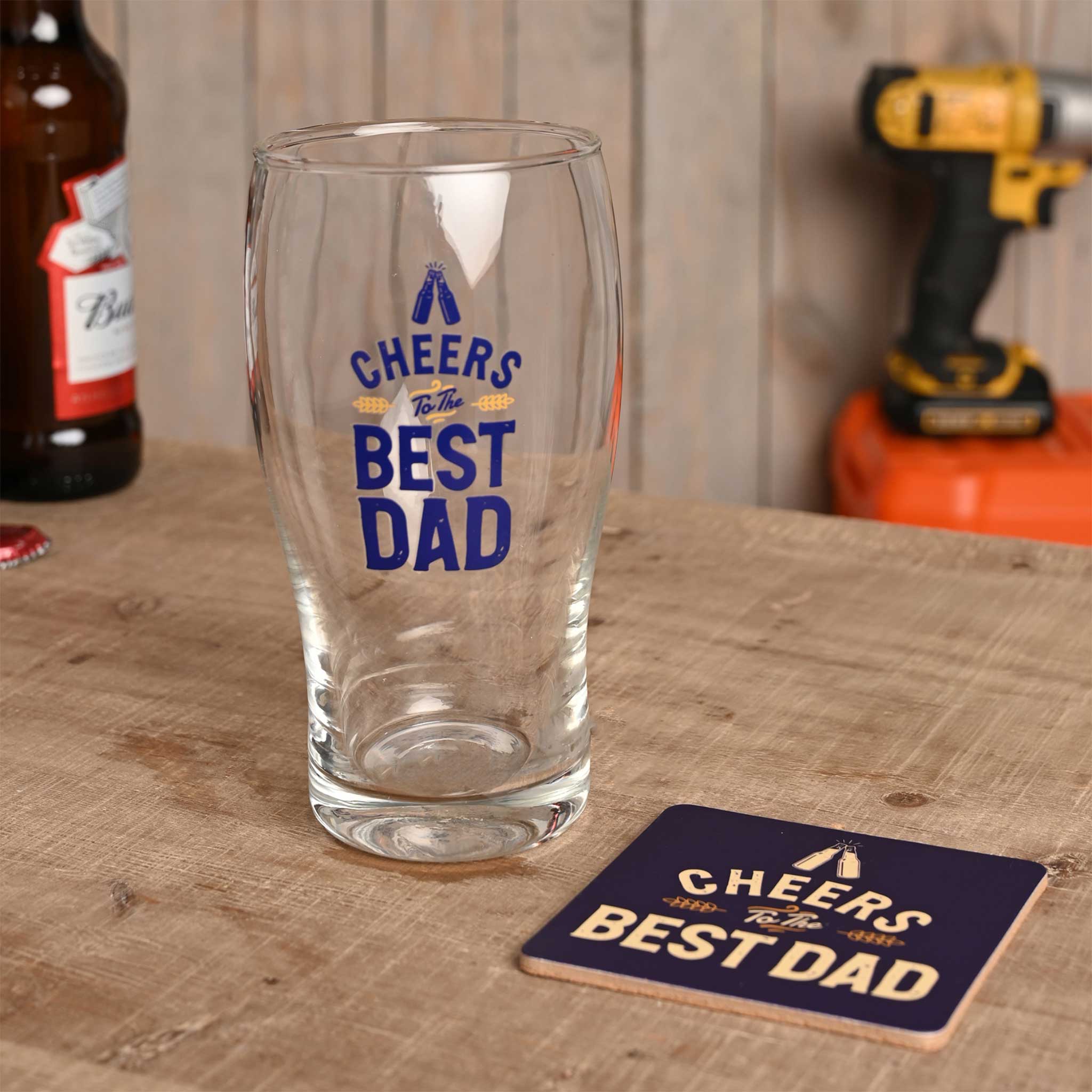 Well Crafted Pint Glass and Coaster Set – Dad - Image 3