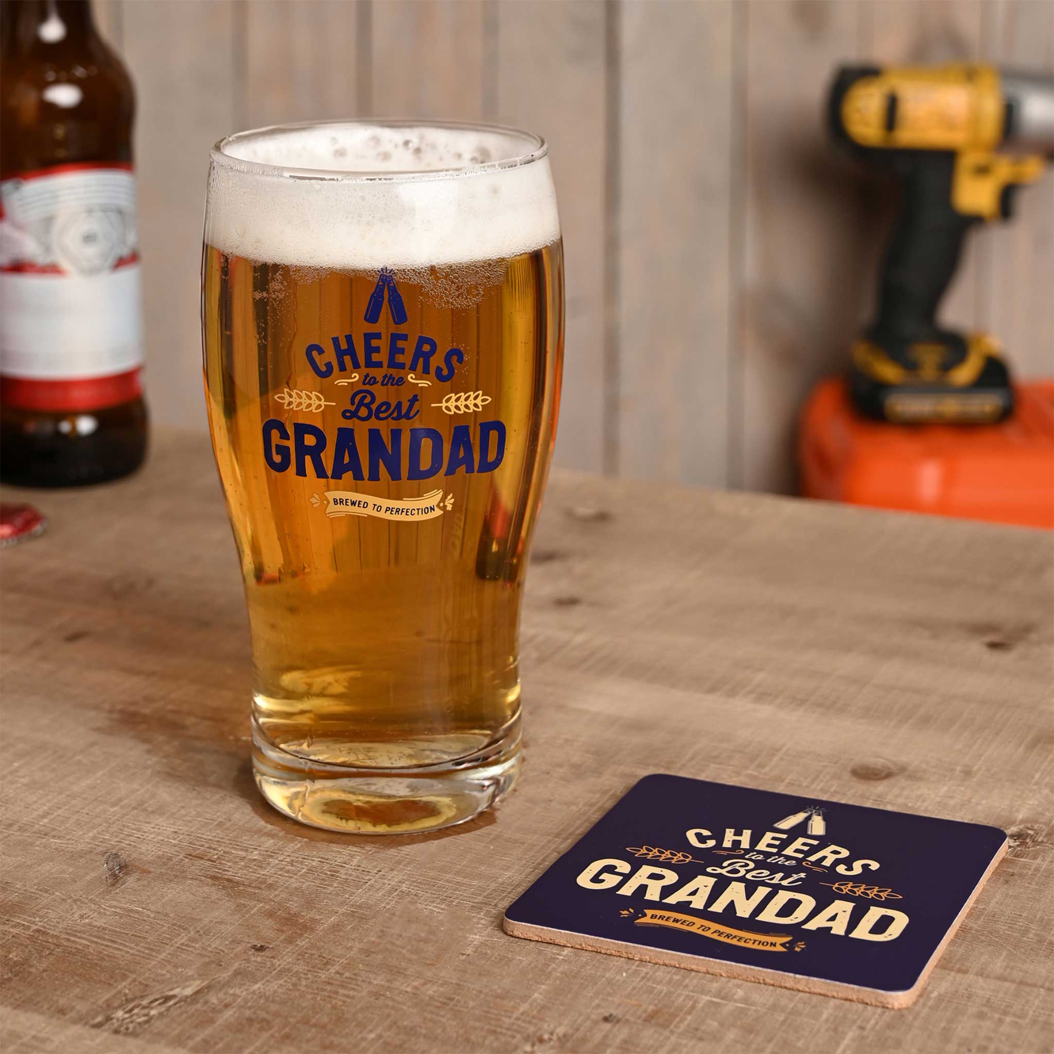 Well Crafted Pint Glass and Coaster Set – Grandad - Image 2