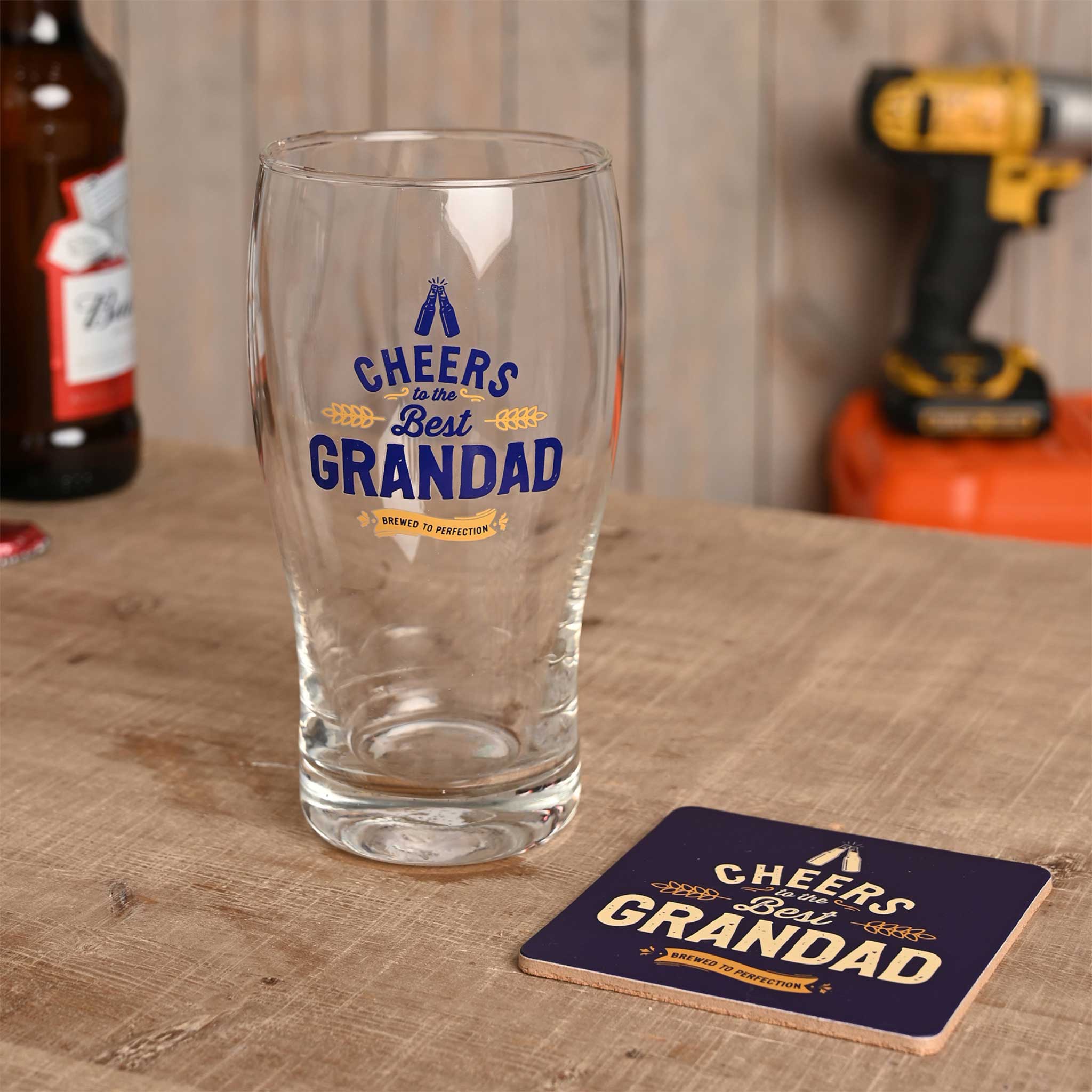 Well Crafted Pint Glass and Coaster Set – Grandad - Image 3